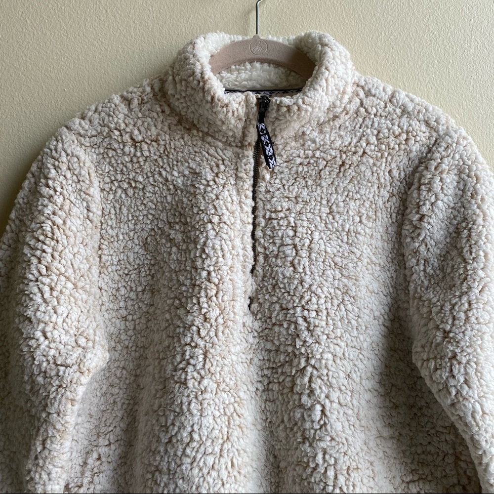 Time and Tru Cream Wooly Wubby Sherpa Pullover Sz. Medium - Picture 8 of 16